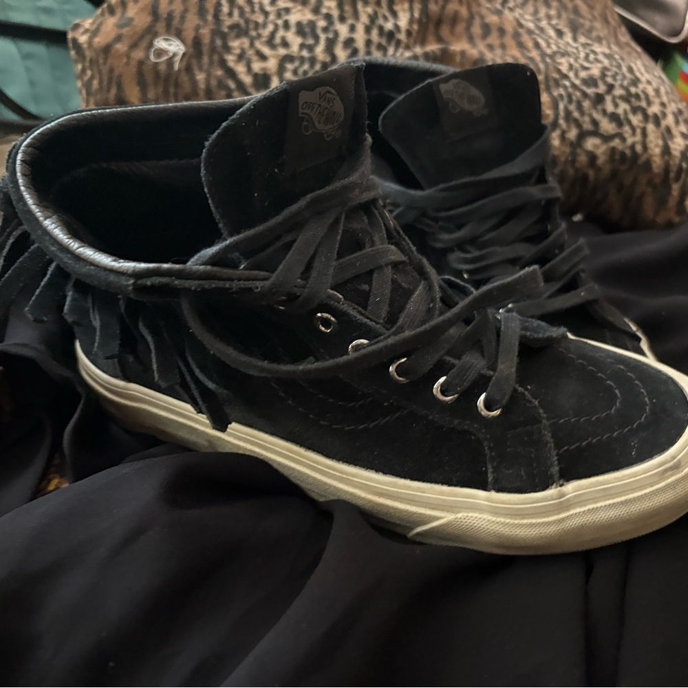 Vans Black High-Top Sneakers with Fringe